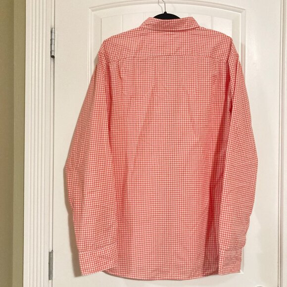 J. CREW Orange white gingham long-sleeve men's shirt ~ LARGE XL 1X button-down - Picture 9 of 9